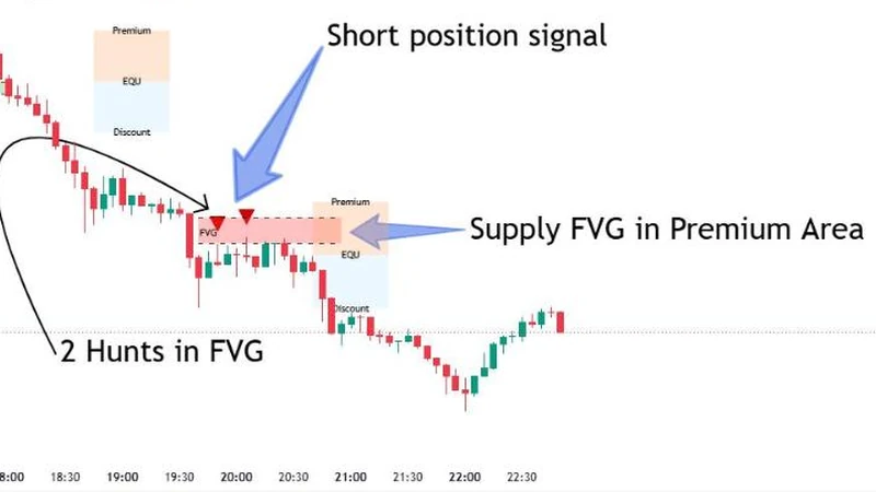 Fake FVG check with ICT Setup 01 [TradingFinder]: supply FVG after two hunts, gold 5m chart
