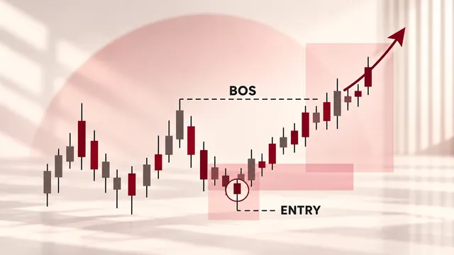 A break of structure and the entry candle on a chart